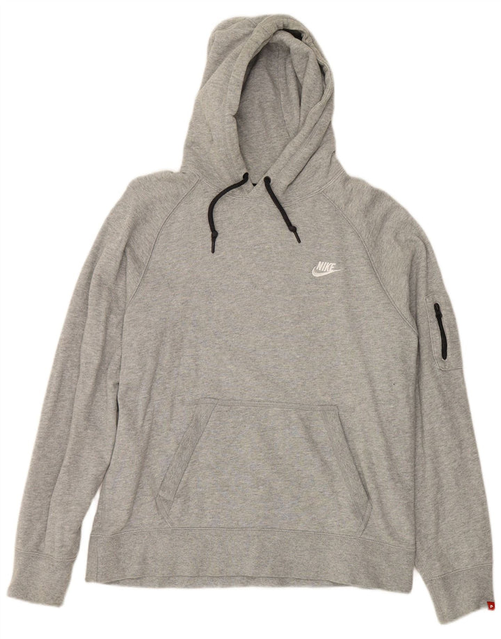 NIKE Mens Hoodie Jumper Grande Algodão Cinza