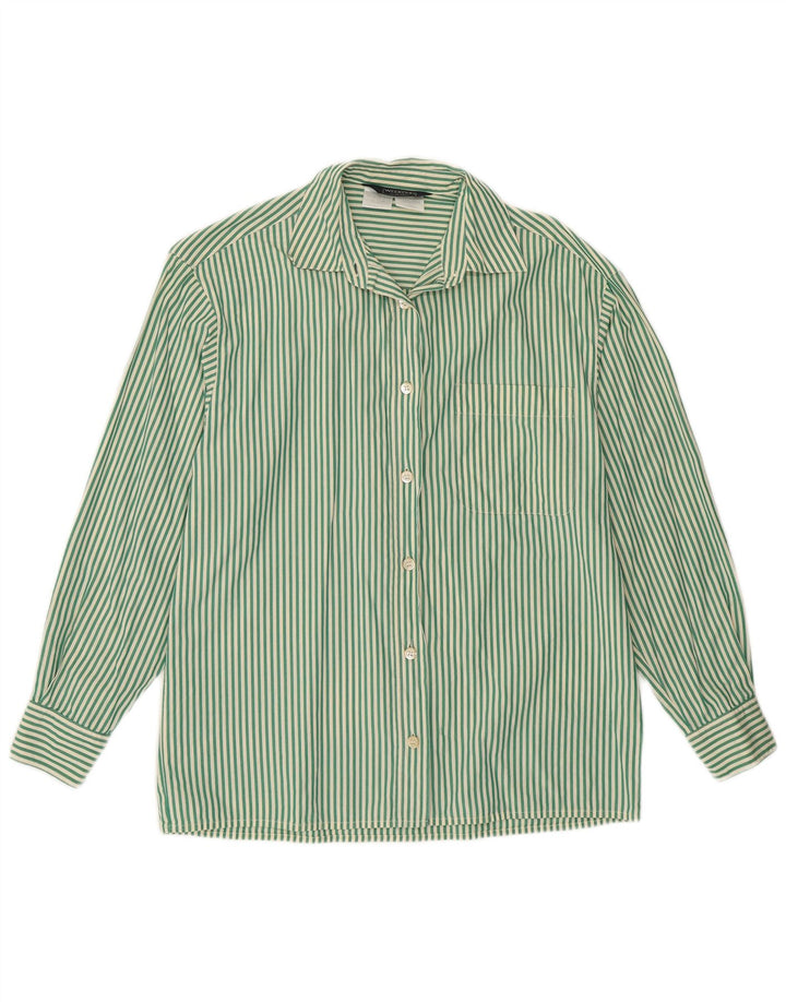 Camisa feminina de fim de semana MAX MARA UK 16 listra verde grande