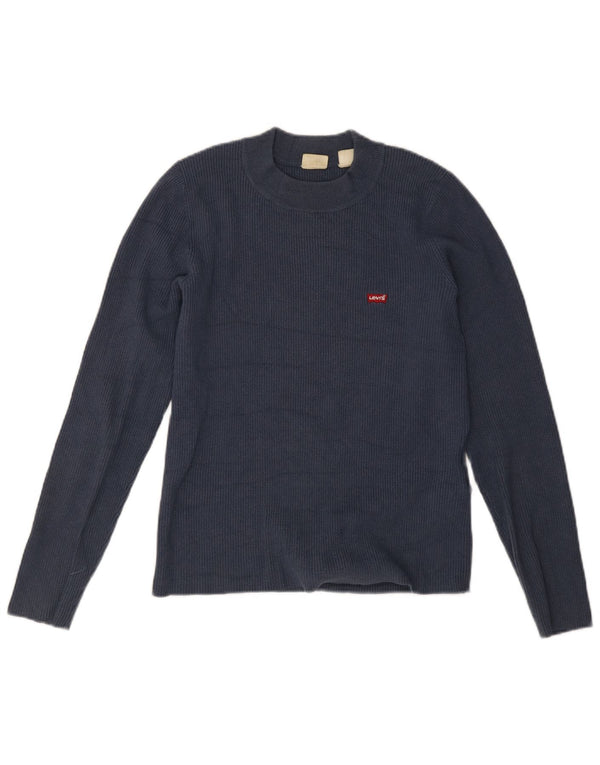 Top feminino Levi's manga comprida UK 14 grande azul marinho acrílico