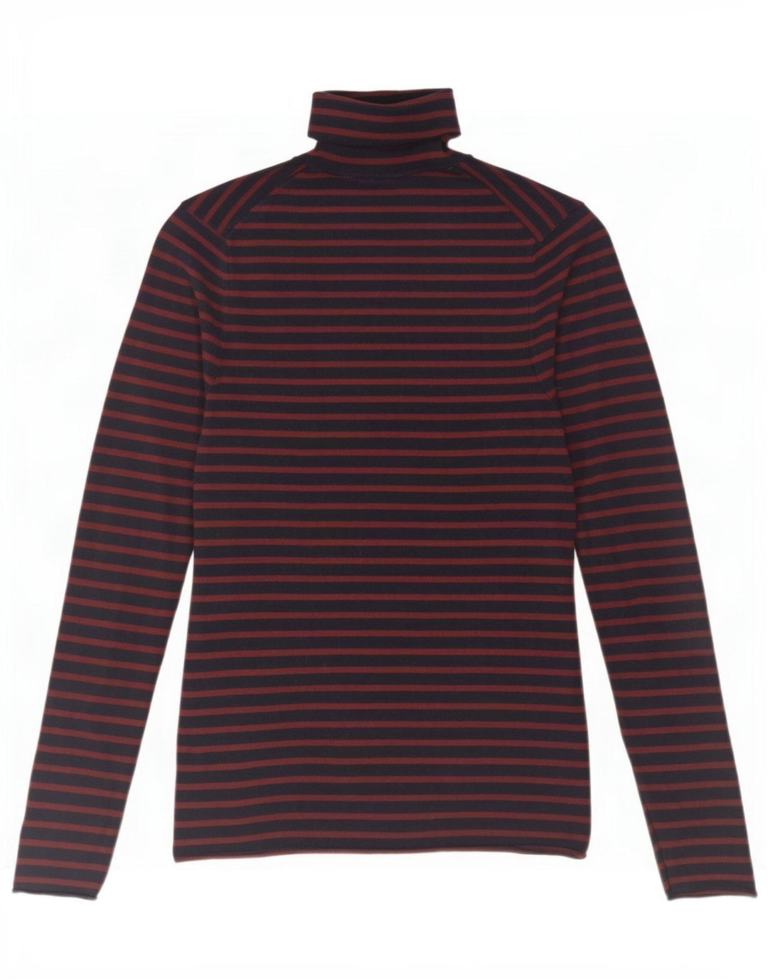 Top feminino Zara manga comprida UK 12 viscose listrada azul marinho médio