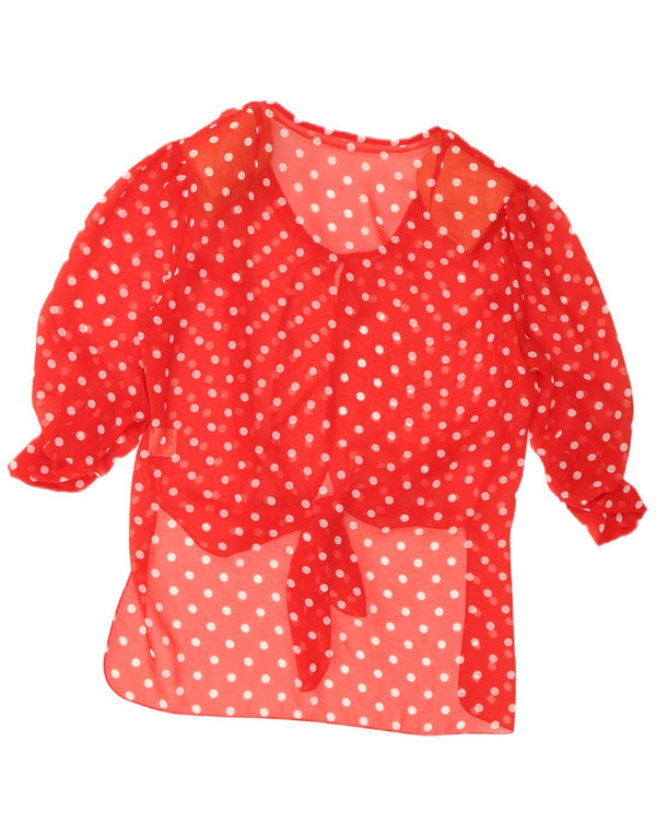 Cardigan feminino vintage manga 3/4 IT 46 bolinhas vermelhas grandes