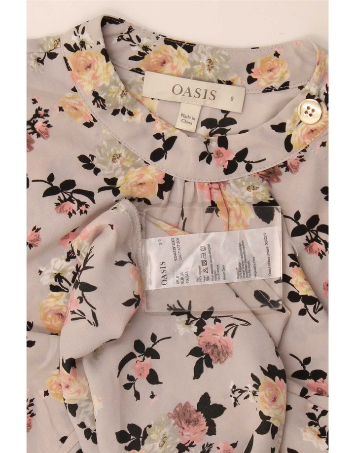 Blusa feminina Oasis UK 8 poliéster floral cinza pequeno