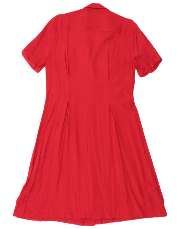 H&M camisa feminina de manga curta vestido IT 42 médio vermelho rayon