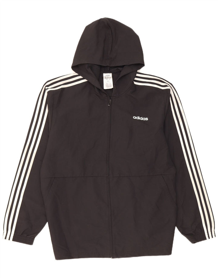 Adidas Mens Hooded Tracksuit Top Jacket XL Preto Poliéster