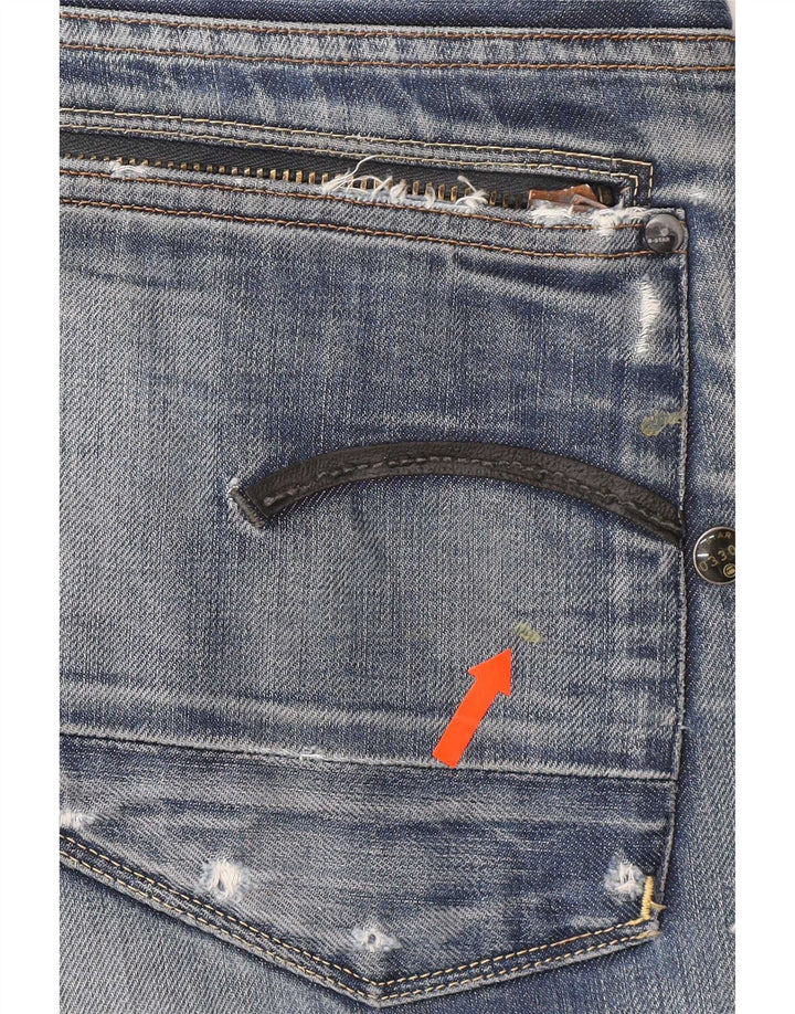 Calça jeans reta masculina G-Star desgastada W33 L32 algodão azul
