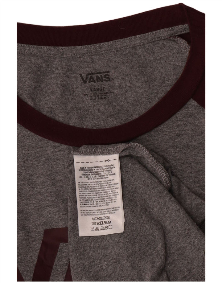 Top gráfico masculino Vans manga 3/4 grande algodão manchado cinza