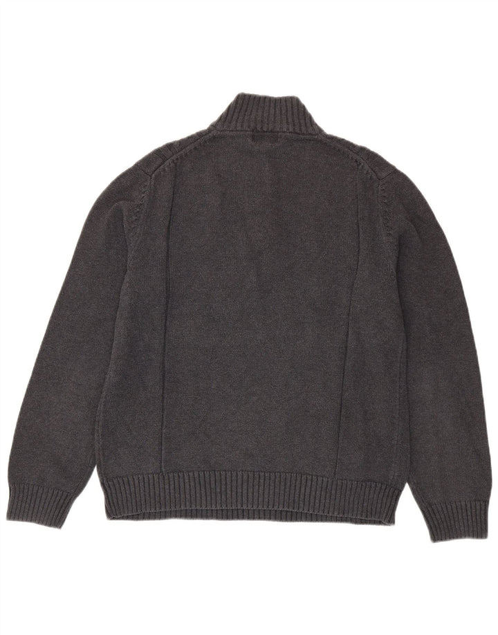 Suéter masculino CALVIN KLEIN com zíper e gola em algodão cinza médio