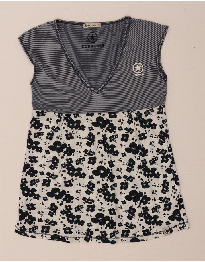 Blusa feminina sem mangas CONVERSE UK 12 algodão floral azul marinho médio