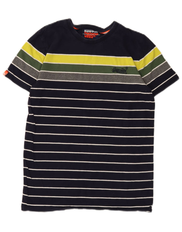 Camiseta masculina Superdry Orange Label Top XS azul marinho listrado algodão