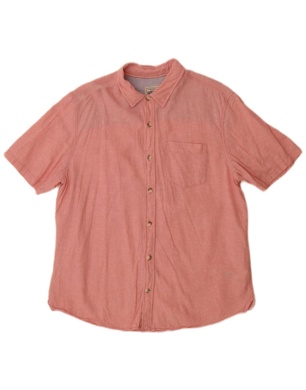 Camisa masculina de manga curta Fat Face Classic Fit grande linho rosa