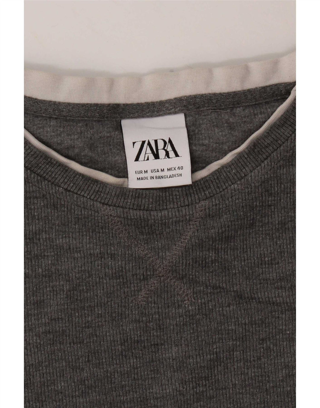 Top feminino Zara manga comprida UK 12 cinza médio
