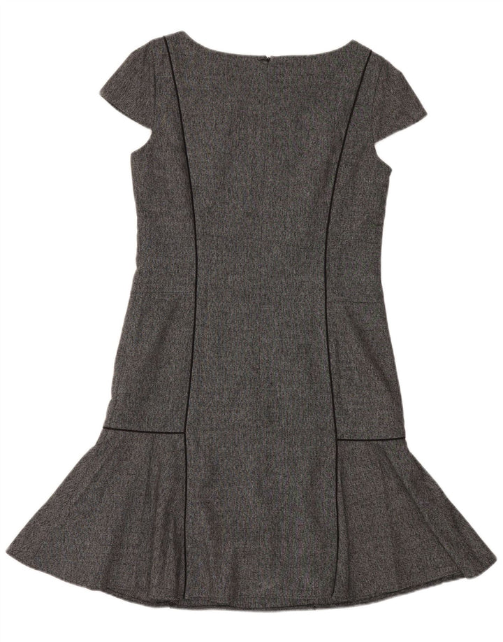 Próximo Vestido feminino cintura baixa UK 10 pequeno poliéster cinza