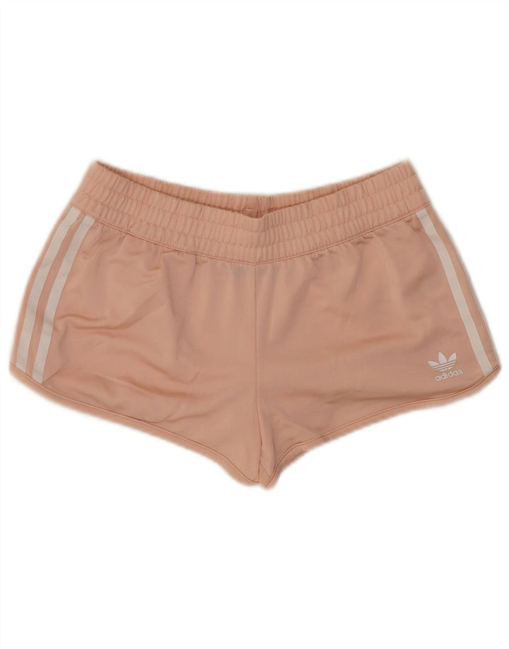 Shorts esportivos femininos Adidas UK 10 pequeno rosa poliéster