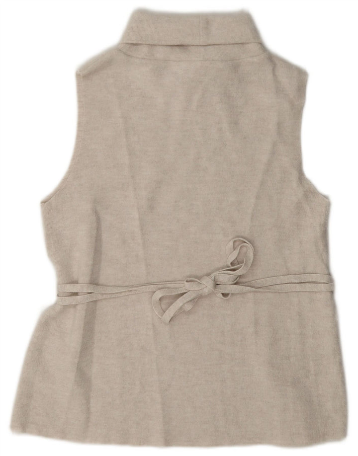 Colete feminino Zara UK 12 poliéster bege médio