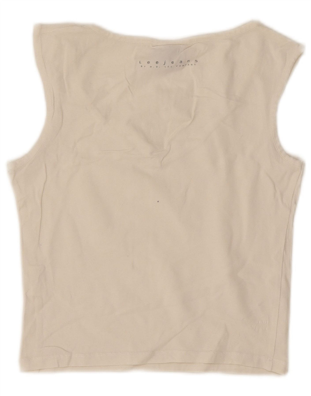 Lee Womens Crop Vest Top UK 14 Grande Off White Algodão