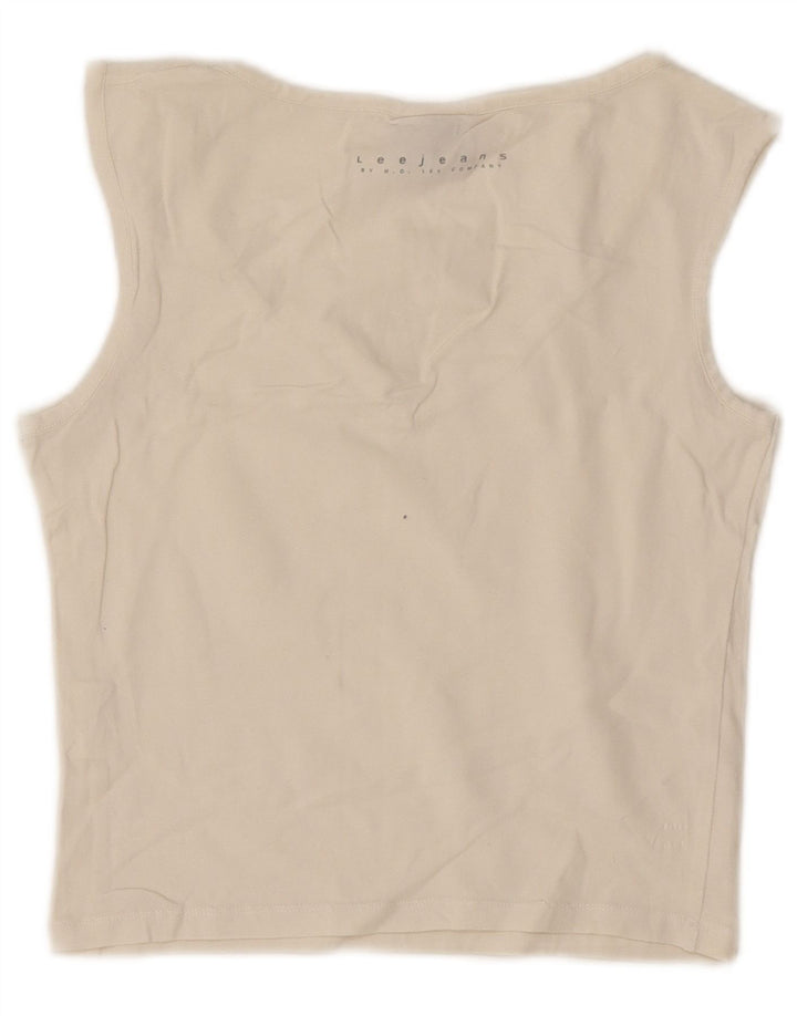 Lee Womens Crop Vest Top UK 14 Grande Off White Algodão