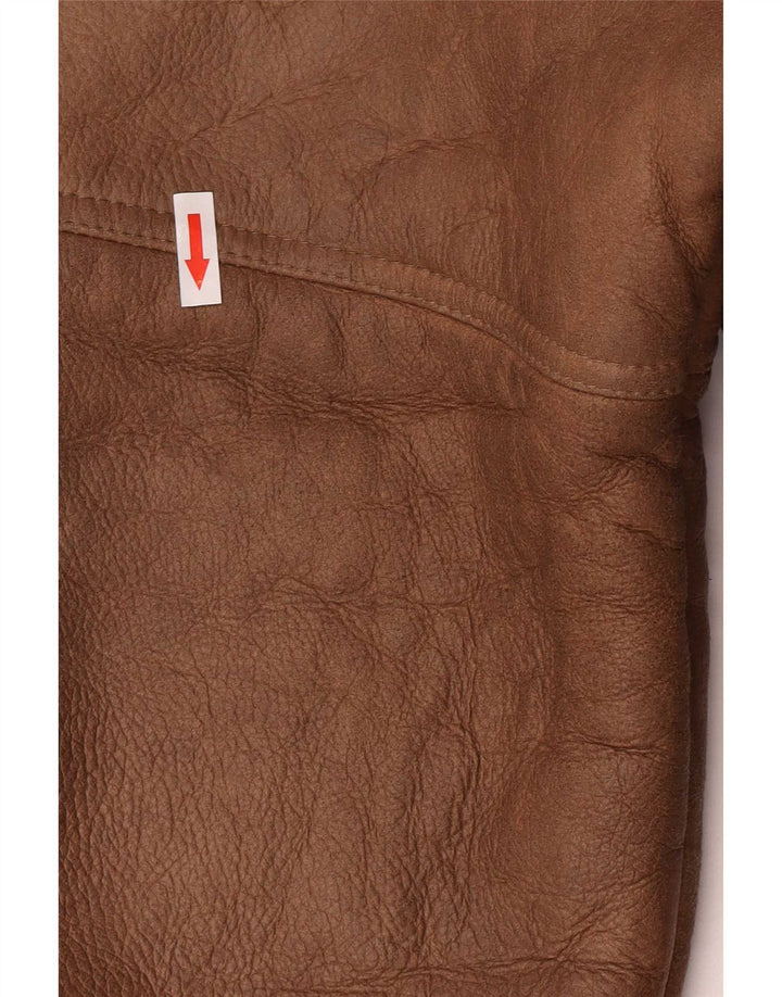 Sobretudo masculino Coveri com capuz de shearling EU 54 2XL couro marrom