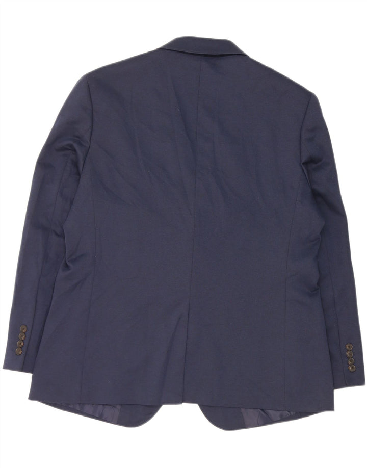 Jaqueta blazer masculina de 2 botões Marks & Spencer Reino Unido 44 XL azul marinho poliéster