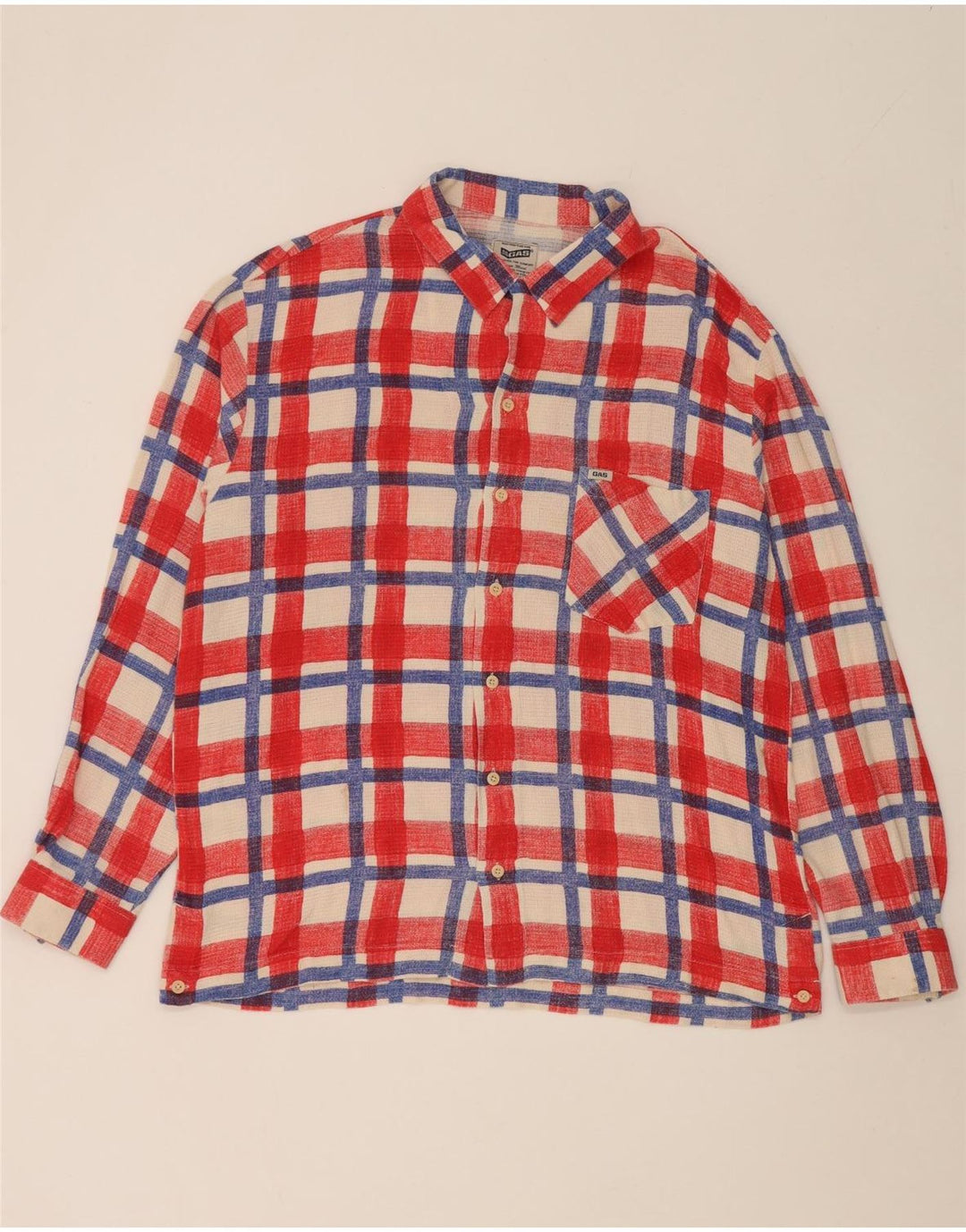 Camisa masculina Gas XL algodão xadrez vermelho