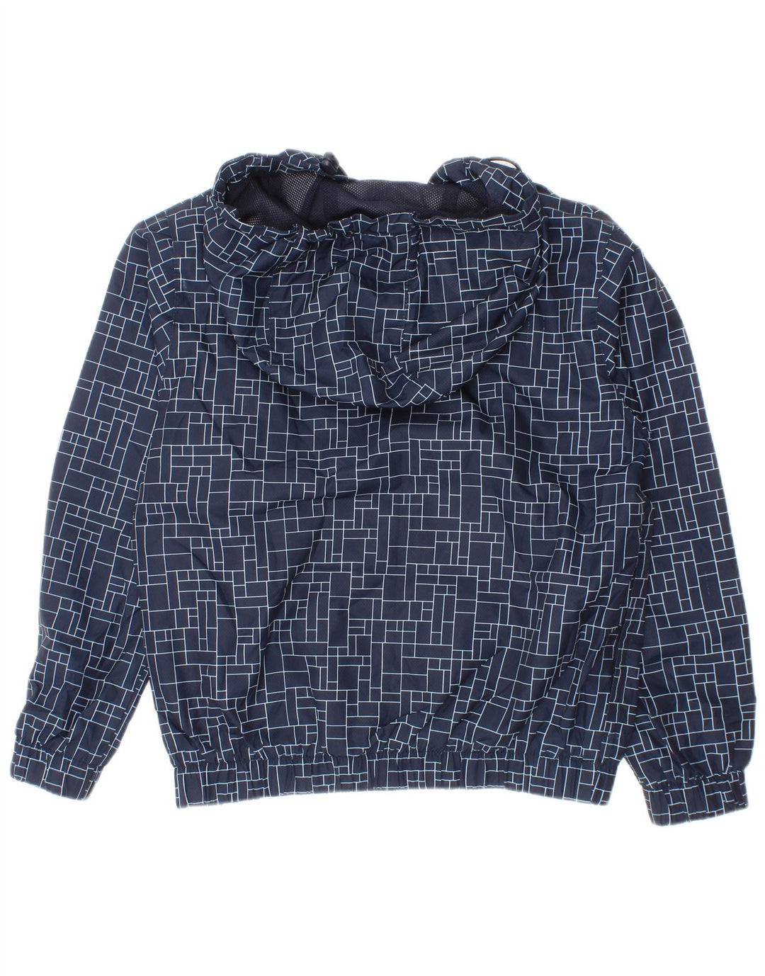 Jaqueta de chuva com capuz Lacoste Boys 7-8 anos azul poliéster geométrico