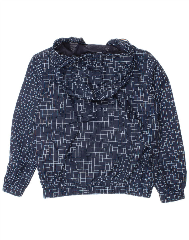 Jaqueta de chuva com capuz Lacoste Boys 7-8 anos azul poliéster geométrico
