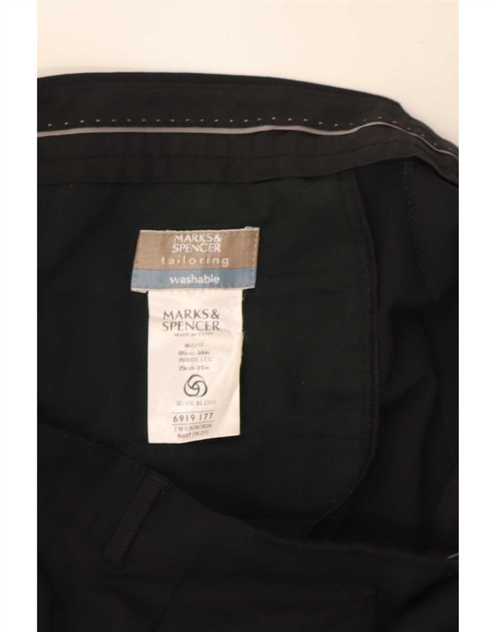 Calça masculina Marks & Spencer Pegged Suit W34 L31 Poliéster azul marinho