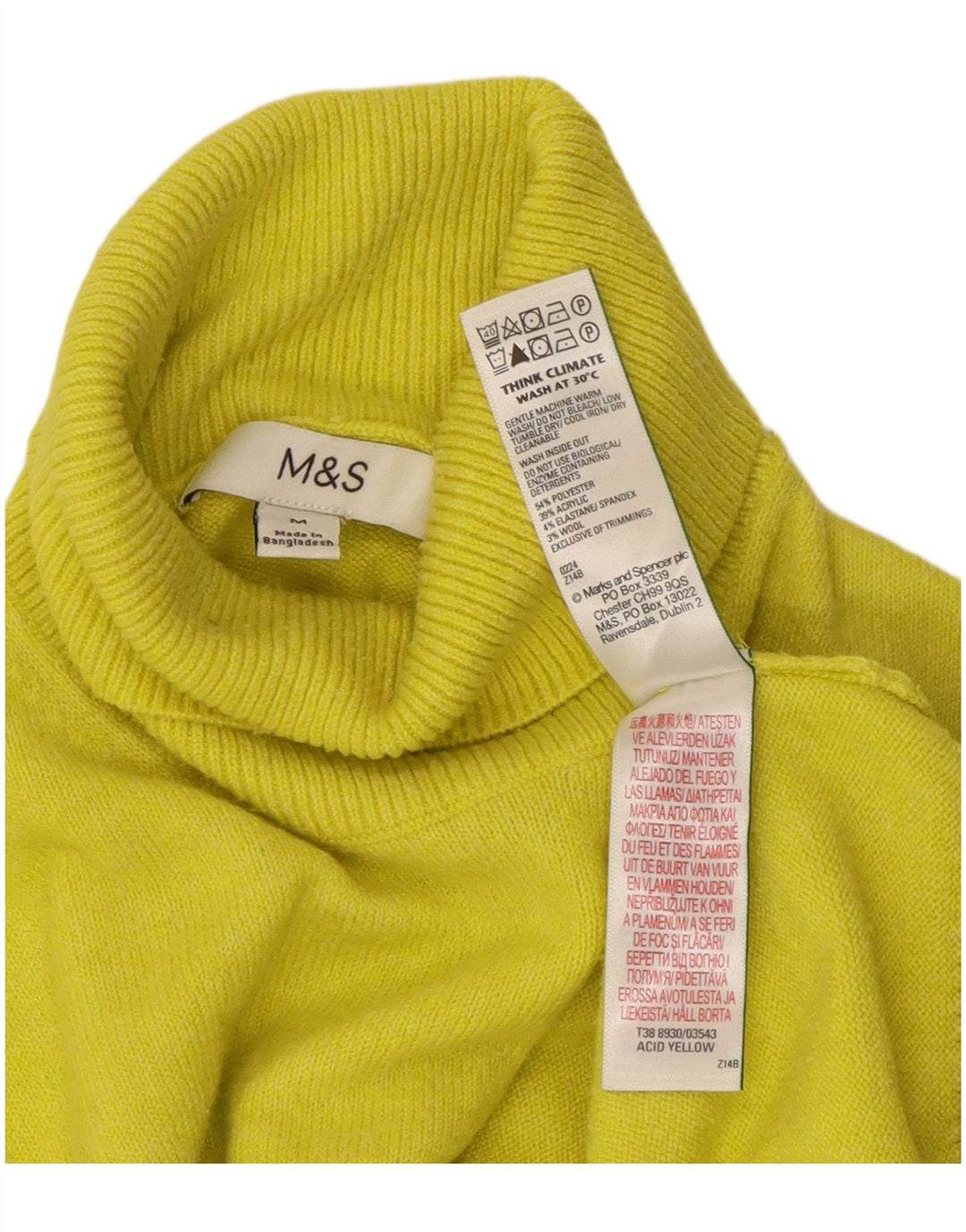 Suéter feminino Marks & Spencer com gola redonda Reino Unido 14 médio amarelo