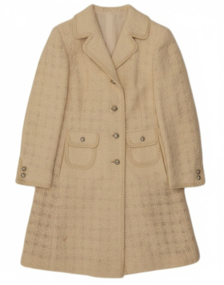 Sobretudo feminino exclusivo UK 10 pequeno xadrez branco