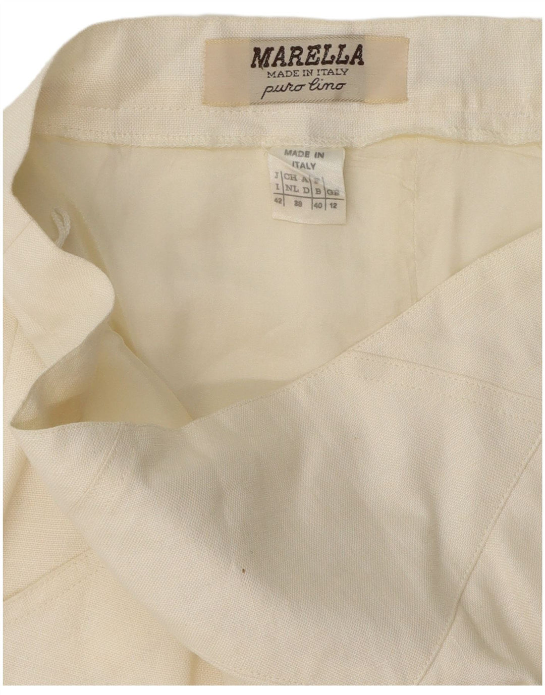 MARELLA saia feminina evasê UK 12 médio W30 linho branco