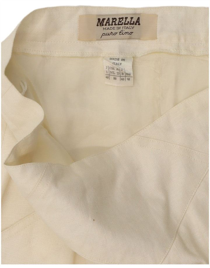 MARELLA saia feminina evasê UK 12 médio W30 linho branco