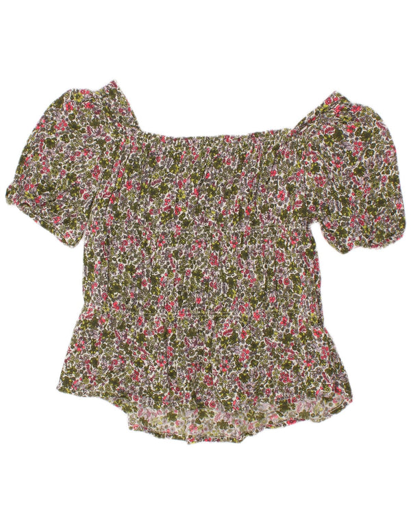 Blusa feminina Benetton 6-7 anos pequena viscose floral multicolorida