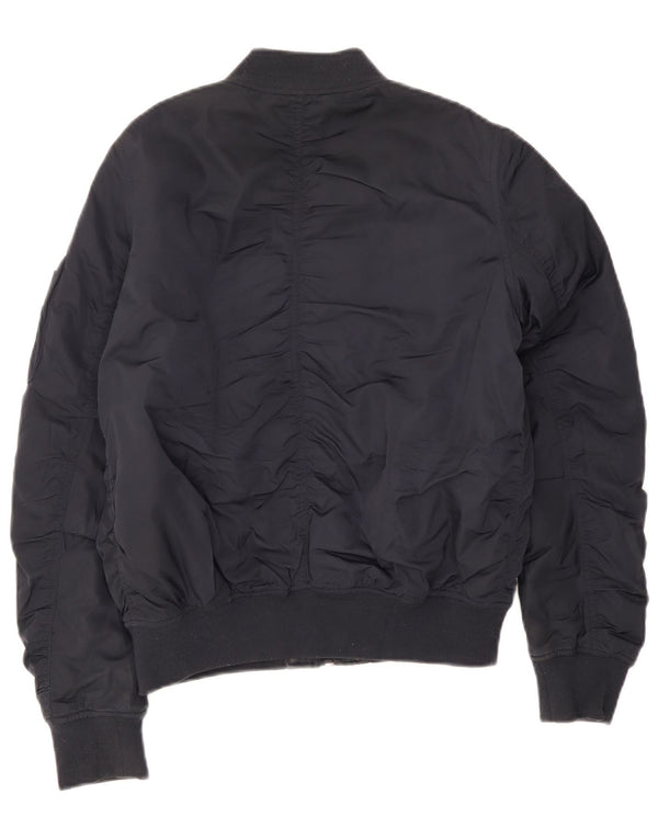 Jaqueta bomber feminina Topshop UK 12 poliéster azul marinho médio
