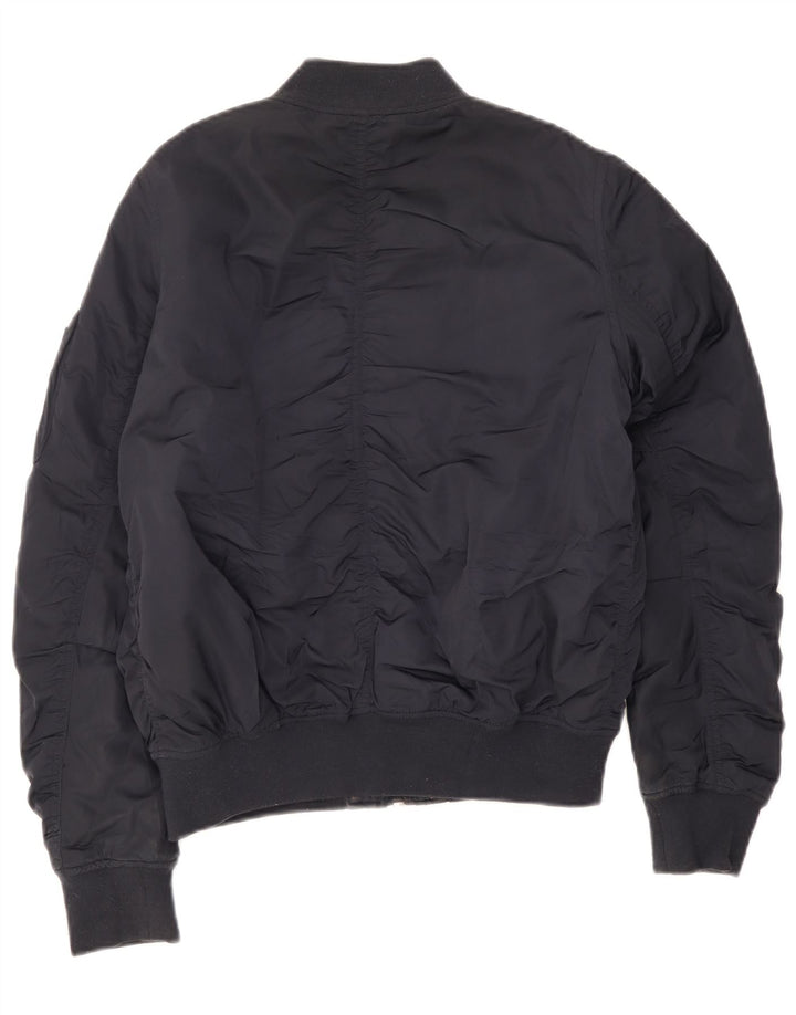 Jaqueta bomber feminina Topshop UK 12 poliéster azul marinho médio