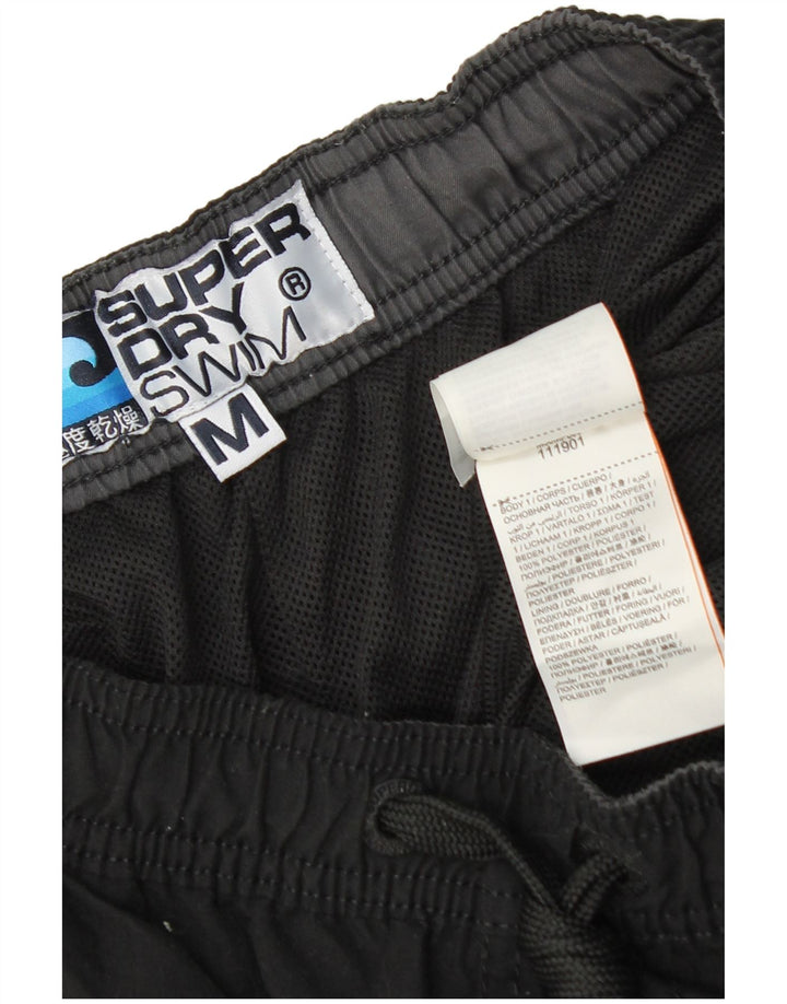 Shorts de natação masculinos Superdry Graphic médio preto poliéster
