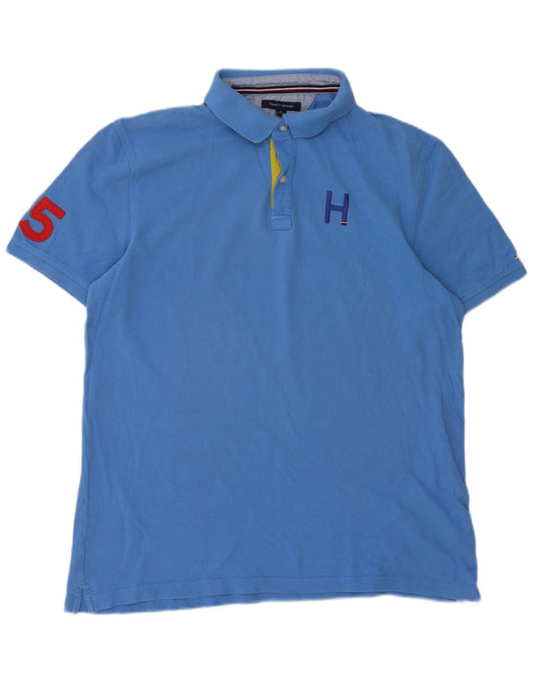 Camisa polo masculina Tommy Hilfiger Graphic Custom Fit XL algodão azul