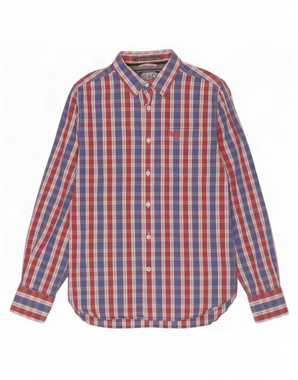 Camisa masculina Superdry grande algodão xadrez azul