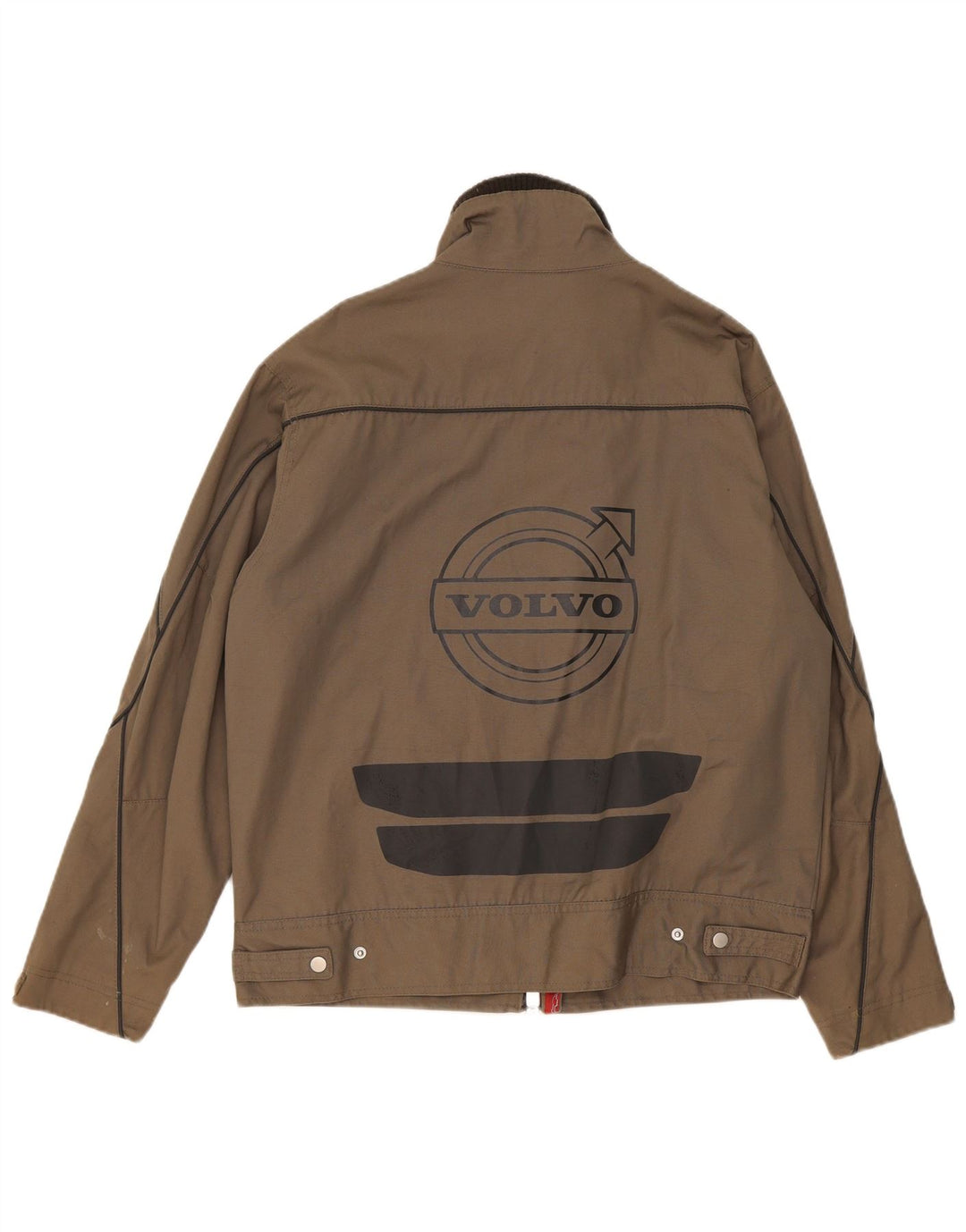 Jaqueta bomber gráfica masculina Volvo UK 38 algodão colorblock cinza médio