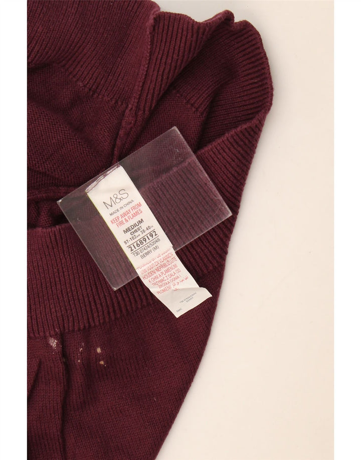 Suéter masculino Marks & Spencer com gola redonda, algodão médio vinho