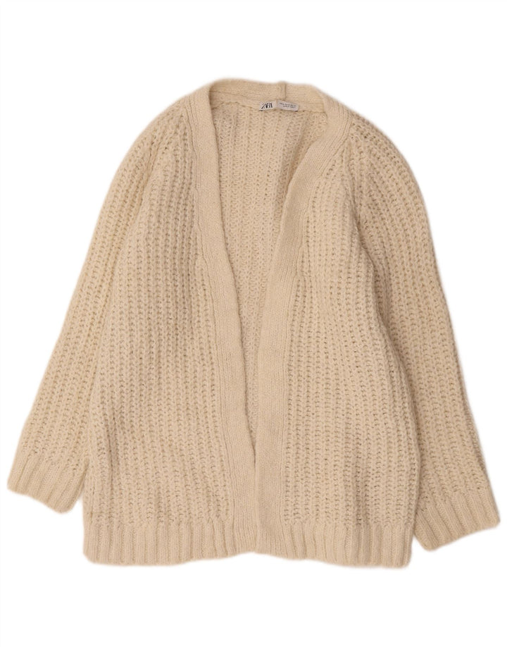 Zara Suéter Cardigan Aberto Oversized Feminino Reino Unido 14 Médio Bege Acrílico
