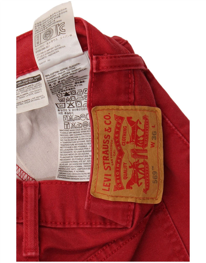LEVI'S Masculino 569 Shorts Jeans W36 Grande Algodão Vermelho