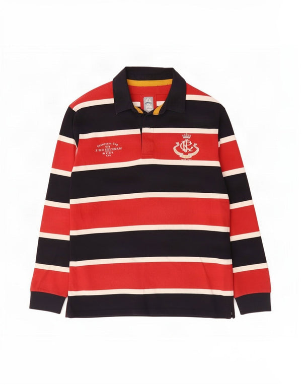 Camisa polo masculina de rugby de manga comprida gráfica Tom Joule grande listrada preta