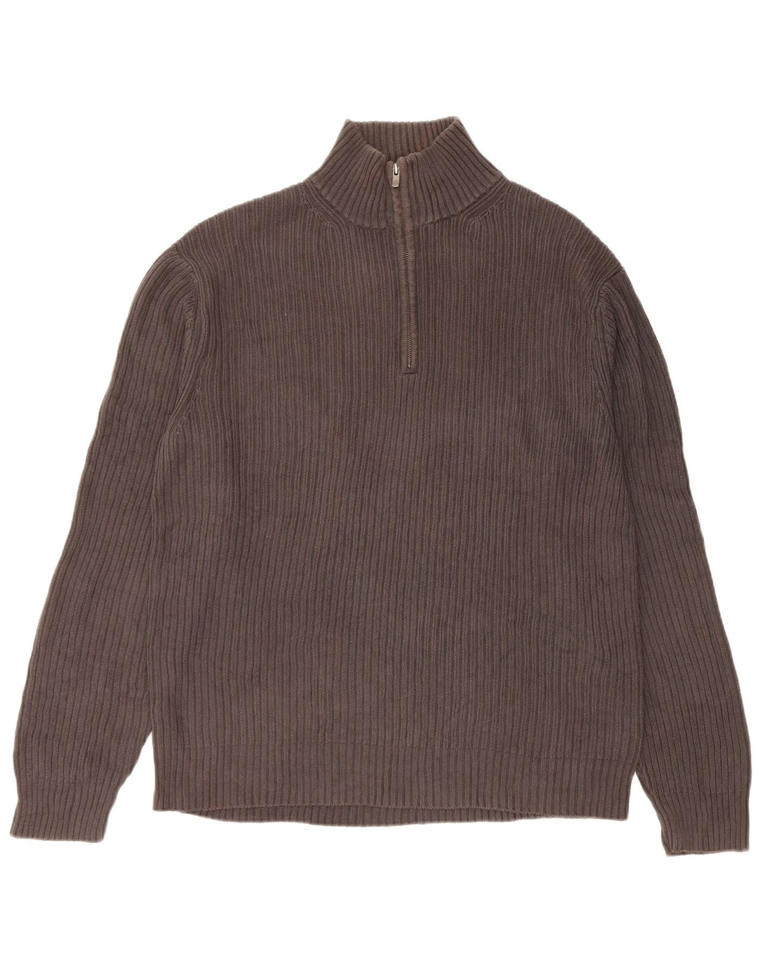 Suéter masculino CALVIN KLEIN com zíper e gola grande de algodão cinza