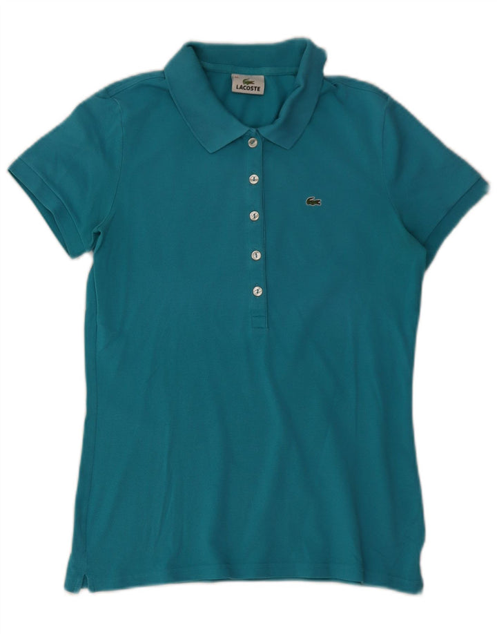 Camisa polo feminina Lacoste tamanho 44 grande algodão azul