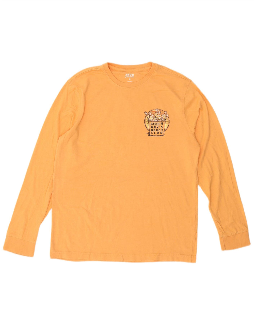 Top gráfico masculino IZOD água salgada manga comprida algodão laranja médio