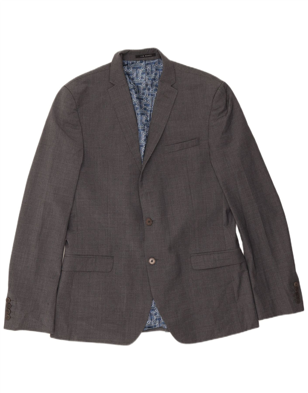 Jaqueta blazer masculina Ted Baker com 2 botões Slim Fit Reino Unido 42 XL lã cinza