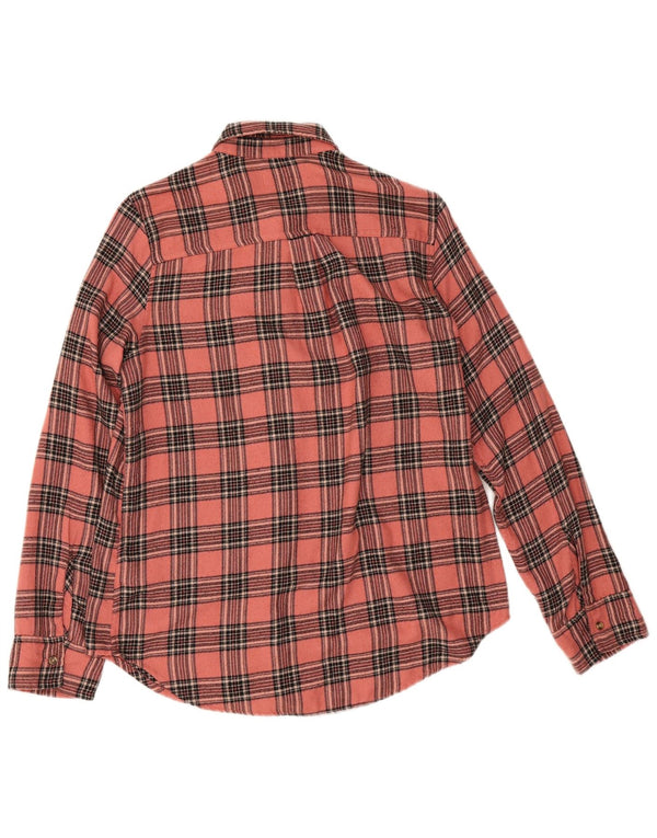 Camisa feminina de flanela Hollister Boyfriend Fit Reino Unido 10 pequena viscose rosa xadrez