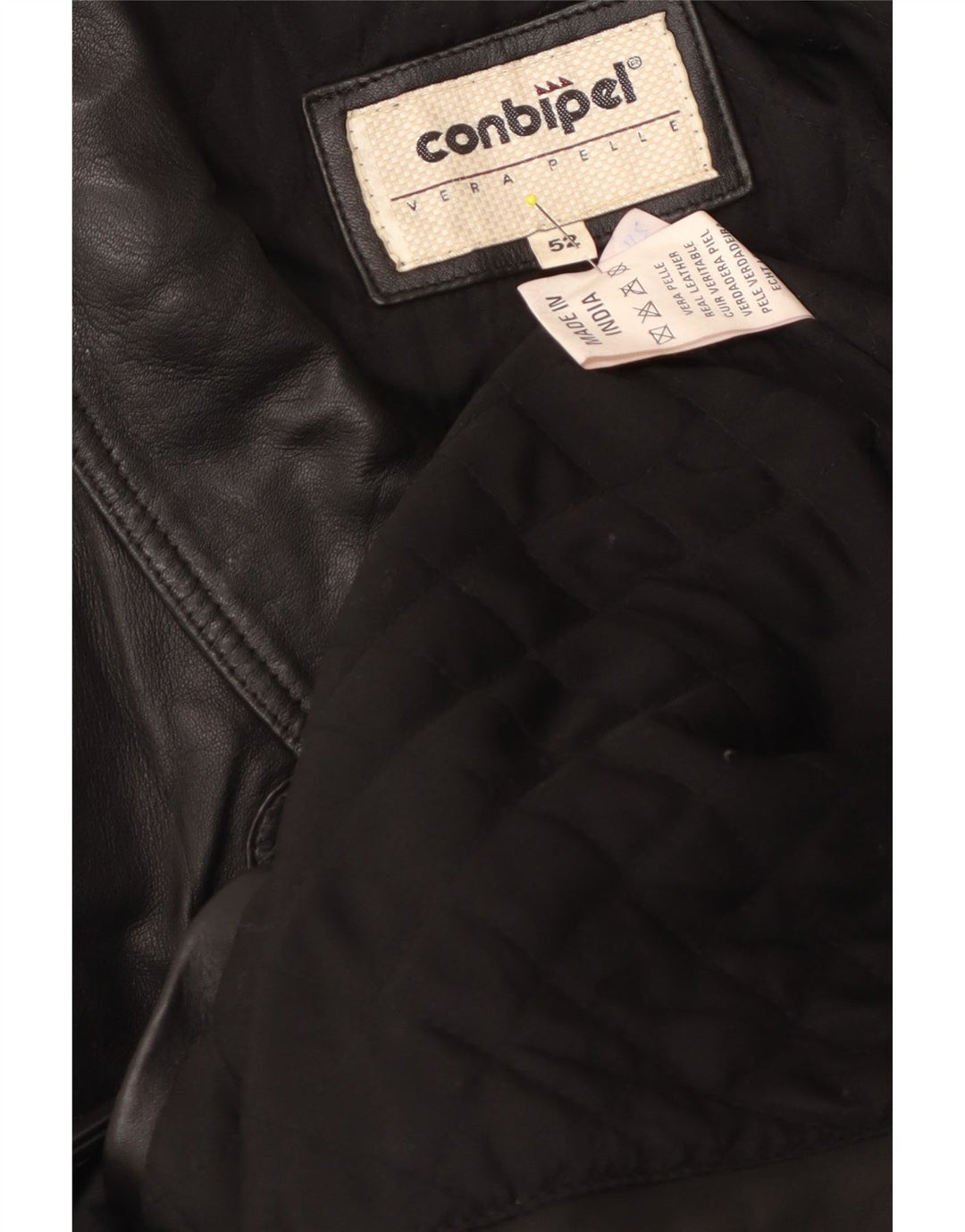 Casaco de couro masculino Conbipel IT 52 grande couro preto