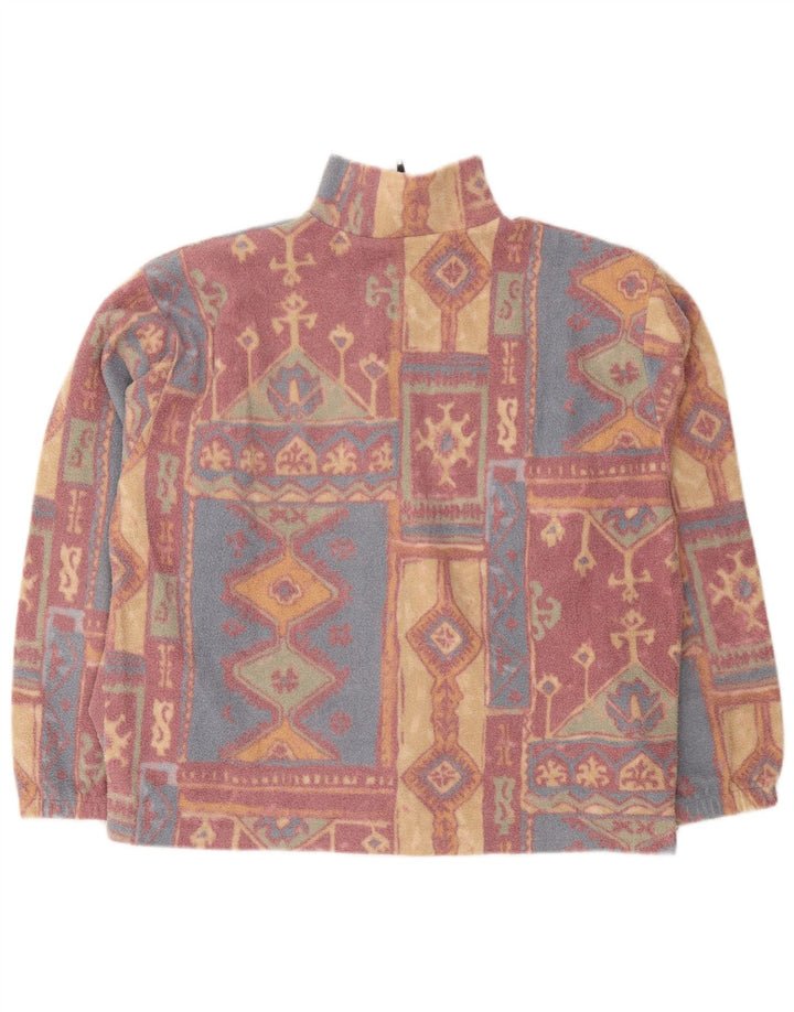 Revestimento de lã feminino vintage grande poliéster geométrico multicolorido Reino Unido 16