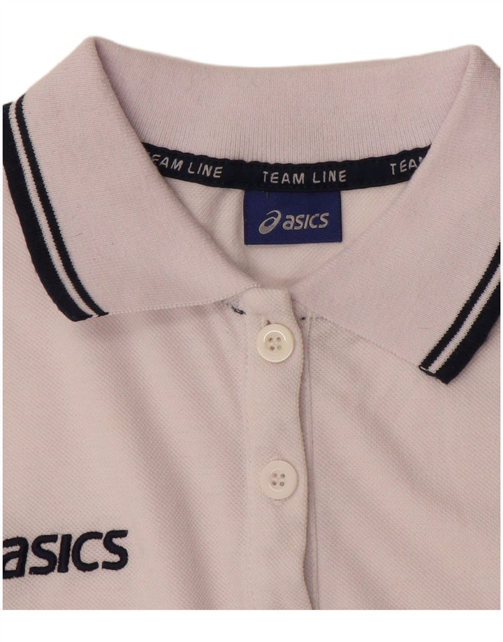 Camisa polo feminina ASICS UK 12 médio algodão branco
