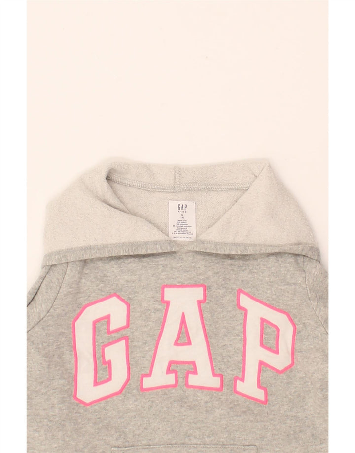 GAP Girls Graphic Hoodie Jumper 7-8 Years Medium Grey Vintage Gap and Second-Hand Gap from Messina Hembry 